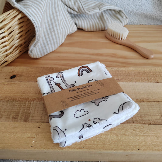 Lot de 2 Débarbouillettes bébé éponge bambou - animaux