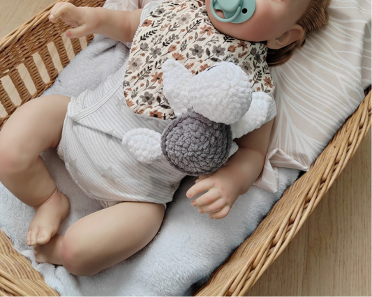 Tiny doudou tortue blanche & grise