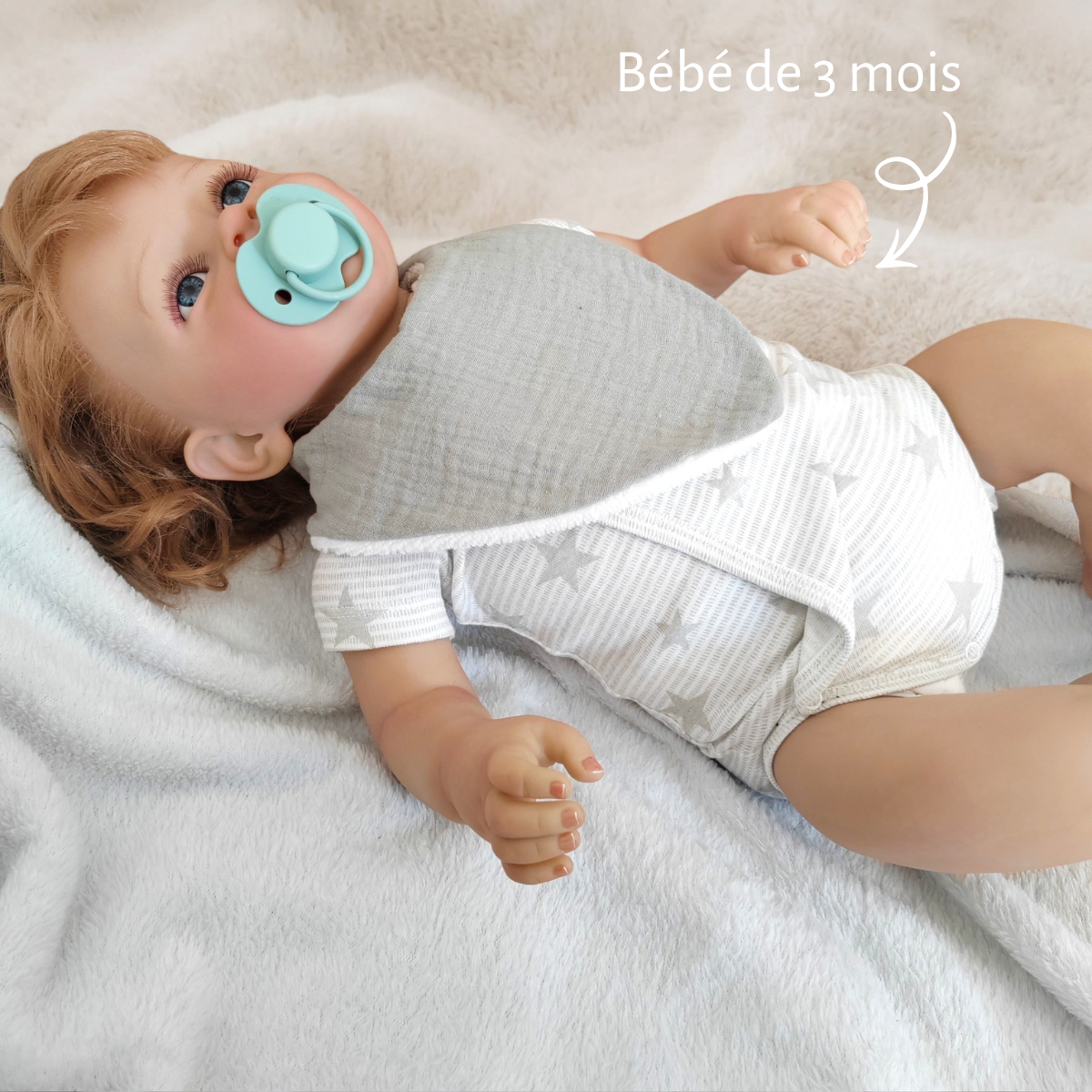 Lot de 2 bavoirs double gaze vert d'eau & rayé bleu