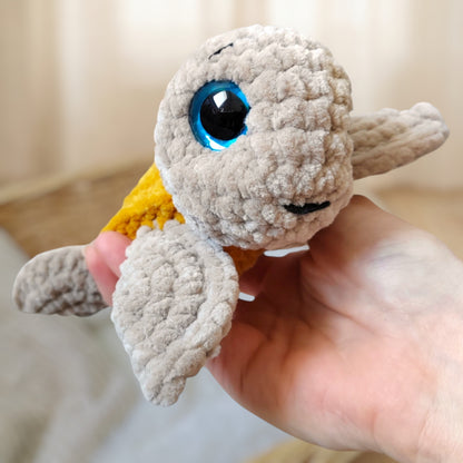 Tiny doudou tortue crochet - beige & cassonade