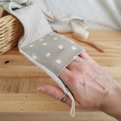 Mini gant de toilette d'apprentissage pattounes kaki