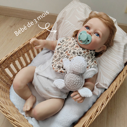 Tiny doudou tortue crochet - blanche & gris clair
