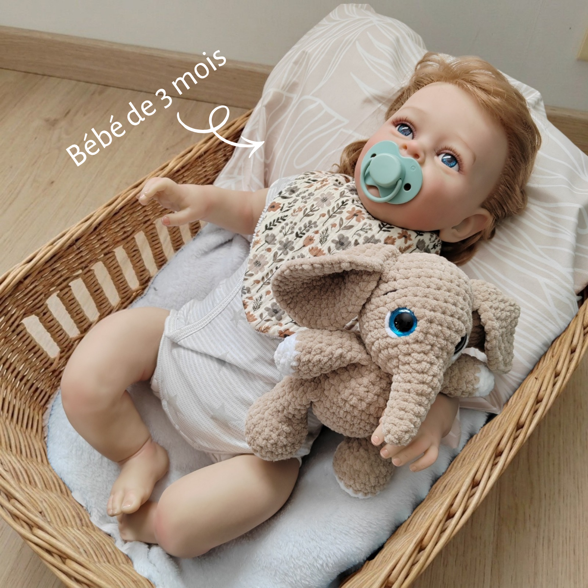 Tiny doudou éléphant crochet - beige