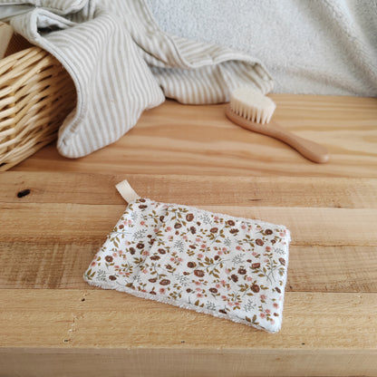 Mini gant de toilette d'apprentissage fleuri terra