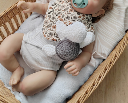 Tiny doudou tortue blanche & grise