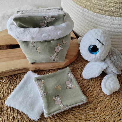 6 cotons lavables avec panier bébé