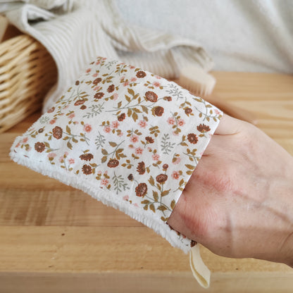 Mini gant de toilette d'apprentissage fleuri terra