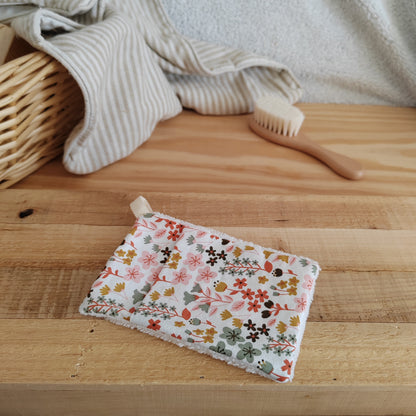 Mini gant de toilette d'apprentissage fleuri rouge