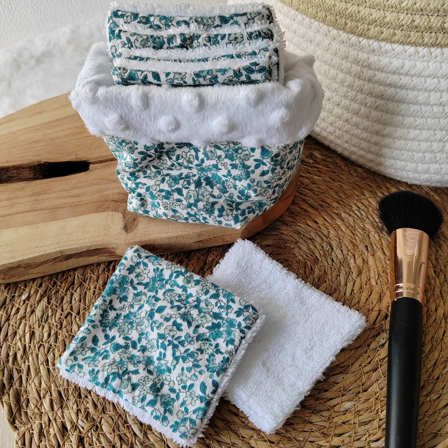 6 cotons lavables avec panier