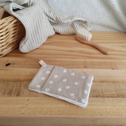 Mini gant de toilette d'apprentissage pattounes beige
