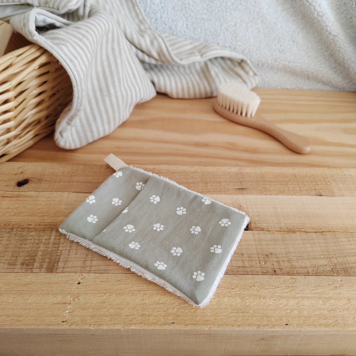 Mini gant de toilette d'apprentissage pattounes kaki
