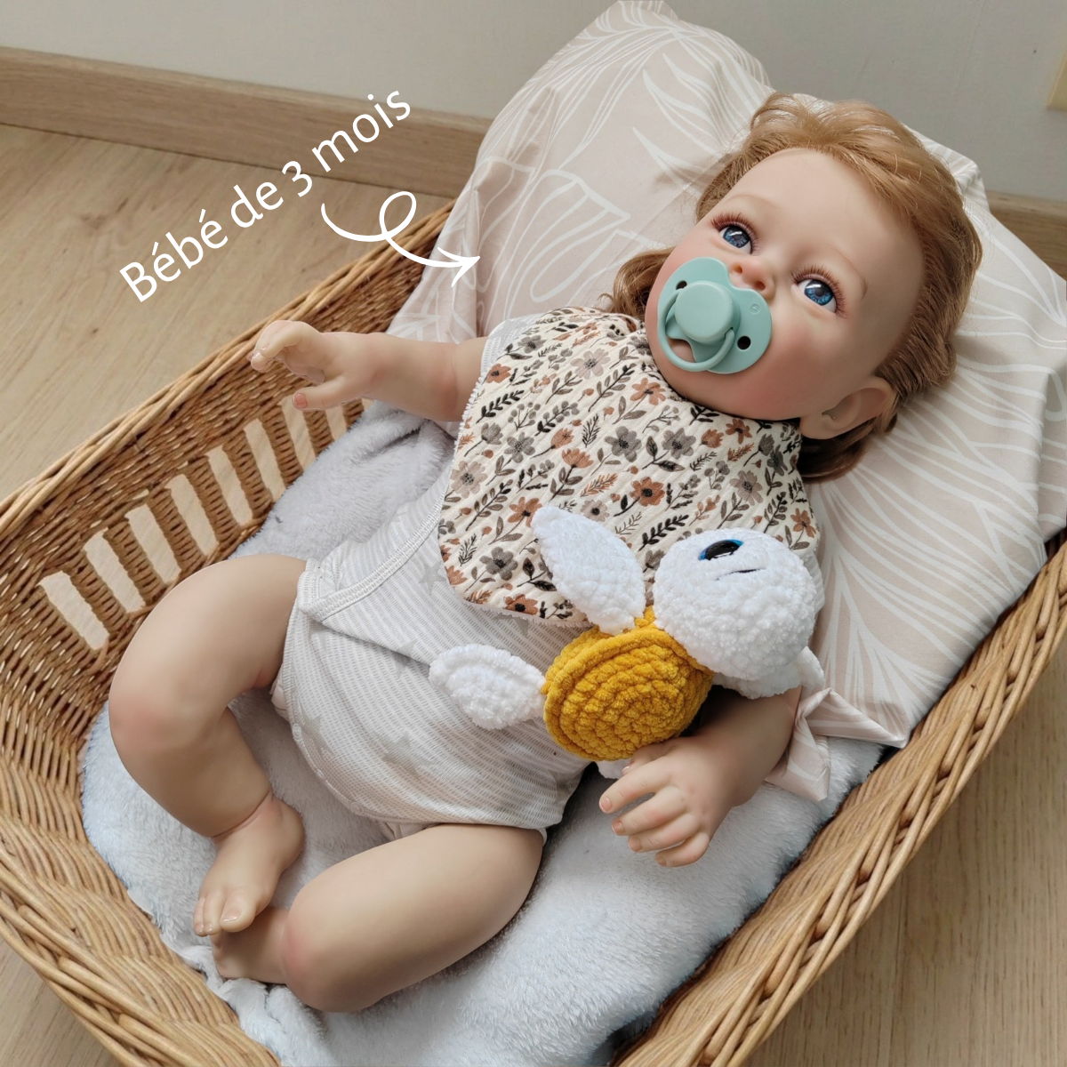 Tiny doudou tortue crochet - blanche & cassonade