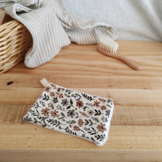 Mini gant de toilette d'apprentissage double gaze fleuri cottage