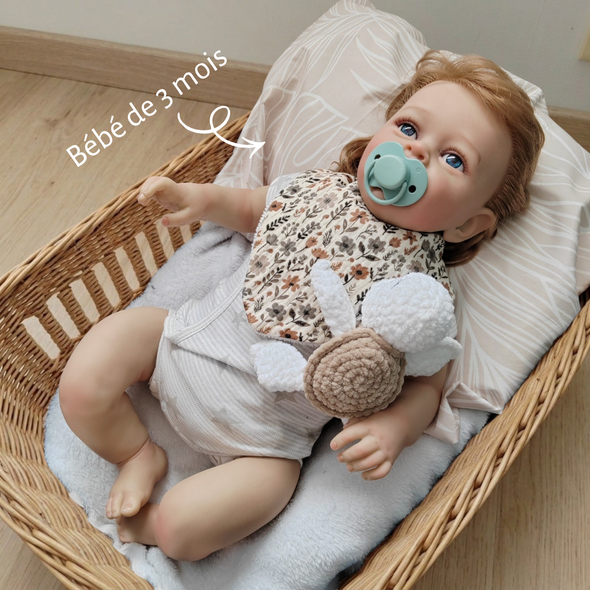 Tiny doudou tortue crochet - blanche & beige