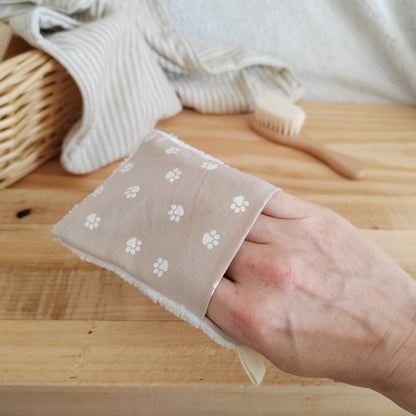 Mini gant de toilette d'apprentissage pattounes beige