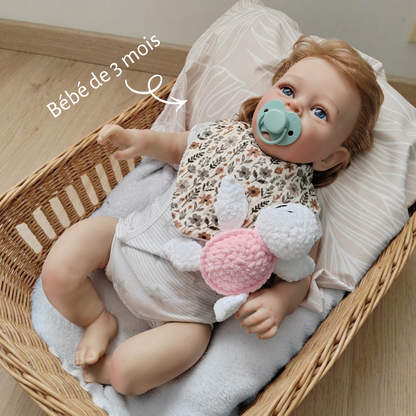 Tiny doudou tortue crochet - blanche & rose
