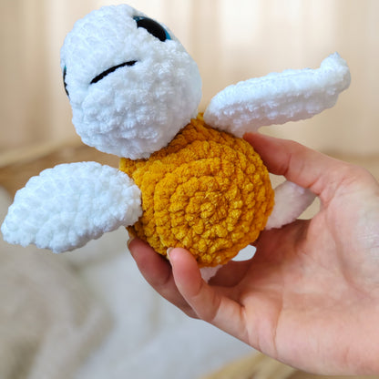 Tiny doudou tortue crochet - blanche & cassonade
