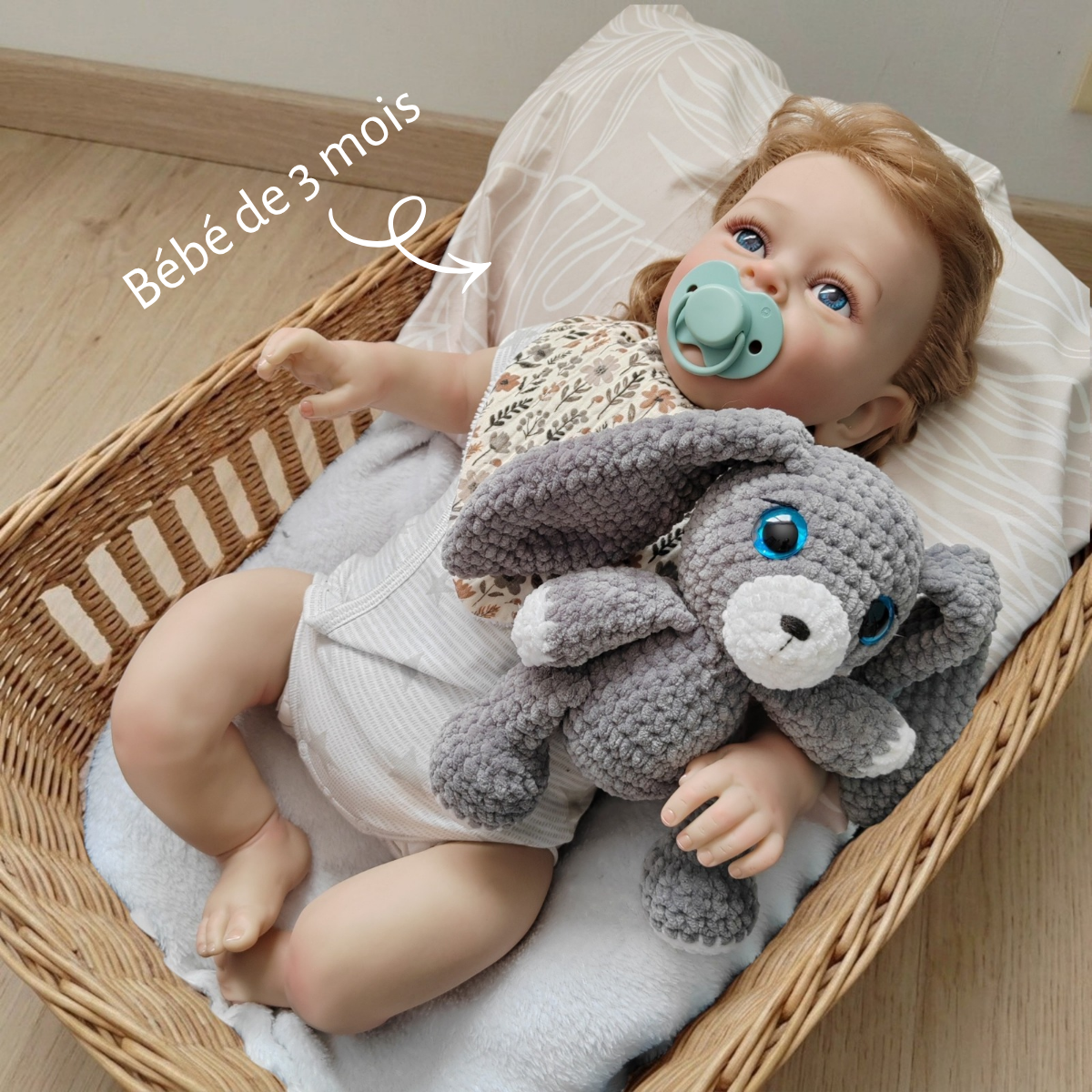 Tiny doudou lapin gris
