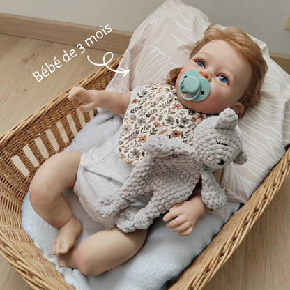 Tiny doudou plat ours crochet - gris clair