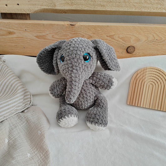 doudou éléphant crochet gris